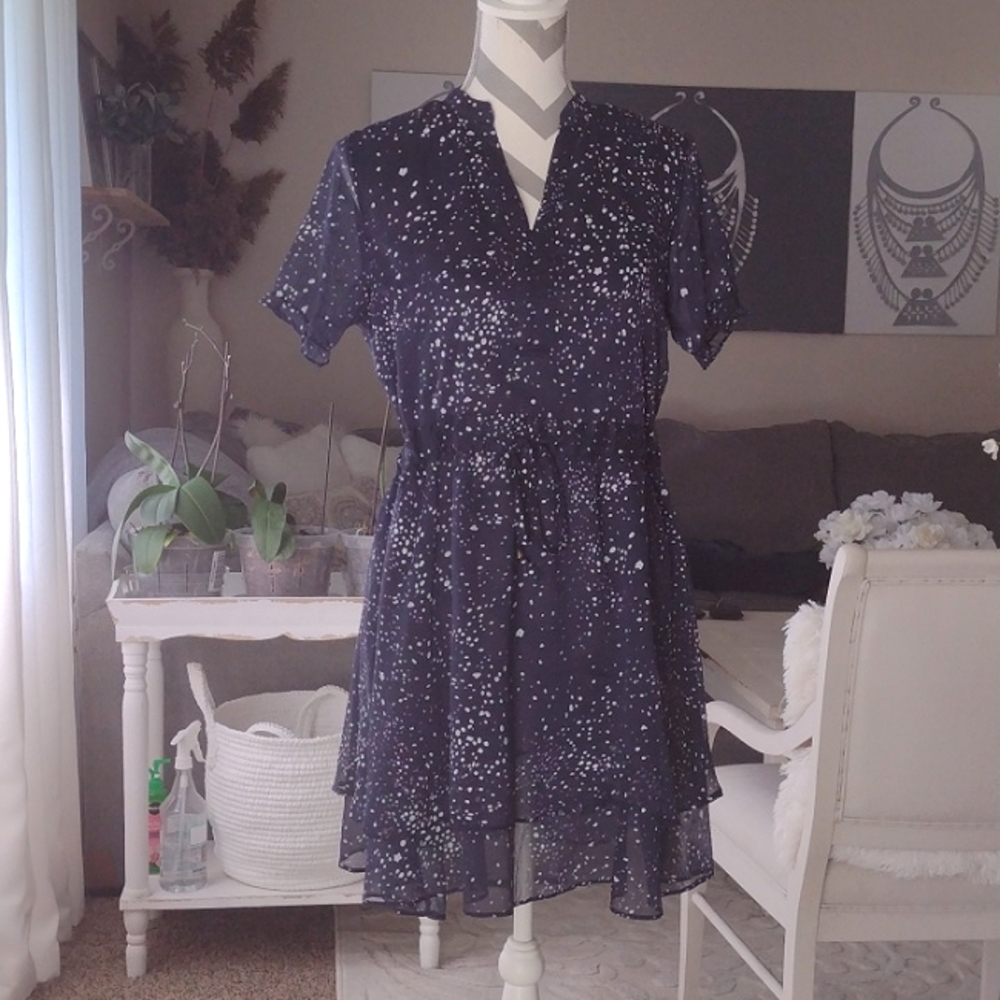 Jia He dotted semi sheer mini flounce dress